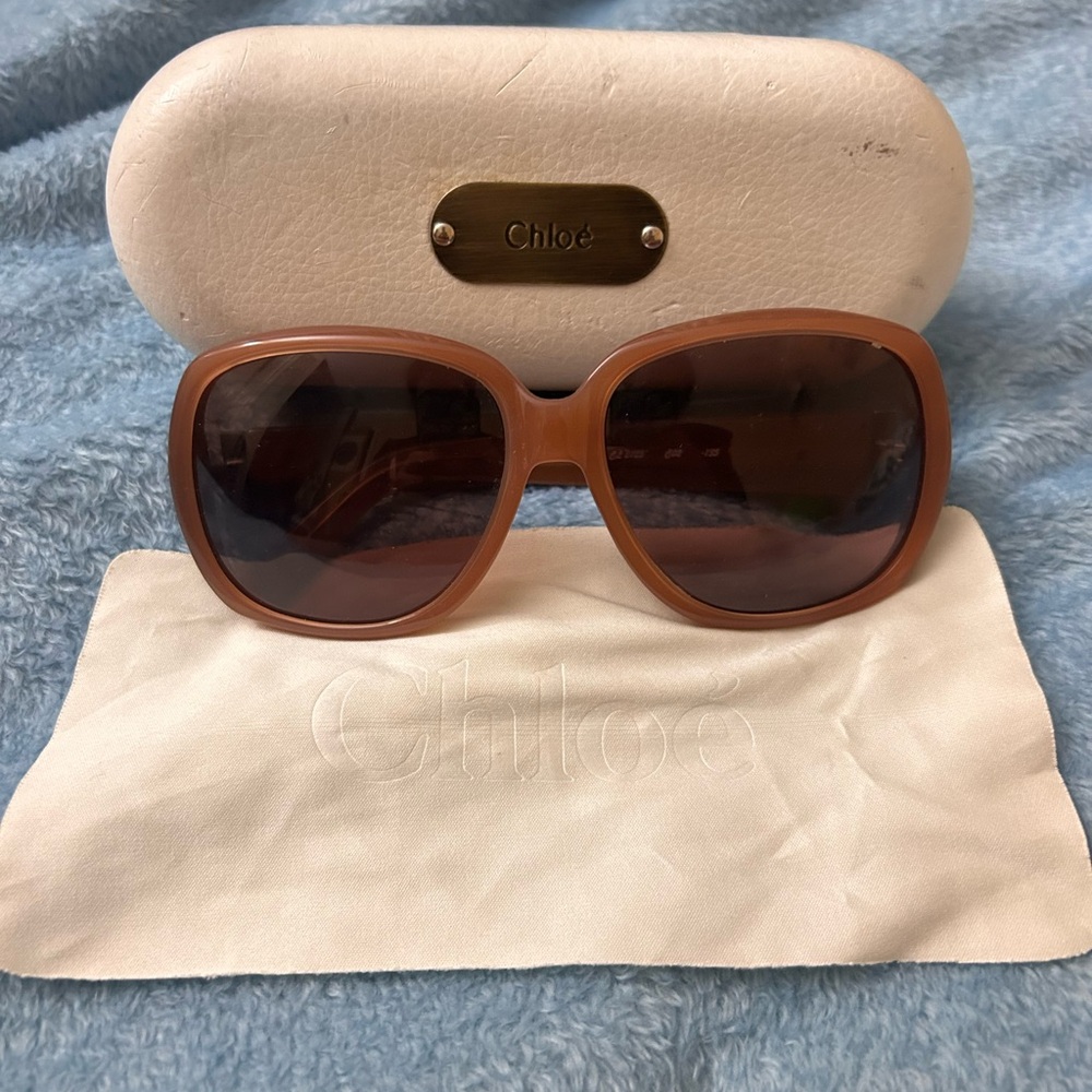 Chloe Brown Oversized Square Sunglasses